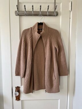 Women’s Madewell Camel Wool Ribbed Knit Sweater Jacket (XS)